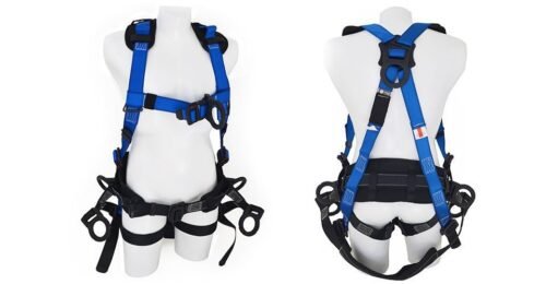 Arnés multipropósito dieléctrico con faja lumbar y silla para trabajos en alturas, 6 argollas d ns9300008