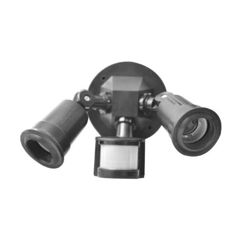 Sensor exterior negro para 2 bombillos 180 grados