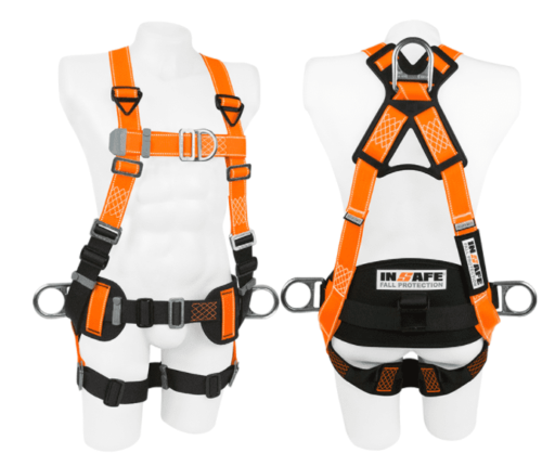 Arnés 4 argollas en h en reata reflect. y soporte lumbar in 8005-1rx insafe