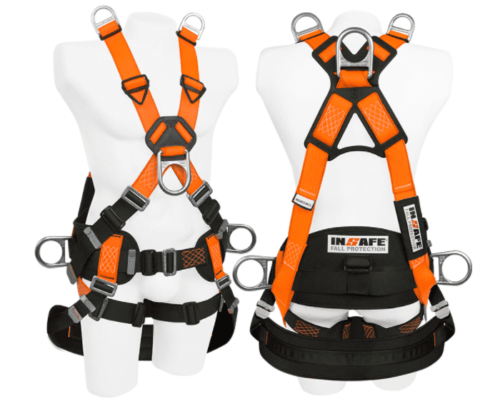 Arnés 6 argollas para espacios confinados con soporte lumbar y asentadora in 8006-1a insafe