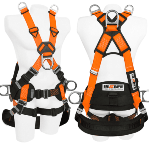 Arnés 6 argollas para espacios confinados con soporte lumbar y asentadora in 8006-1a insafe