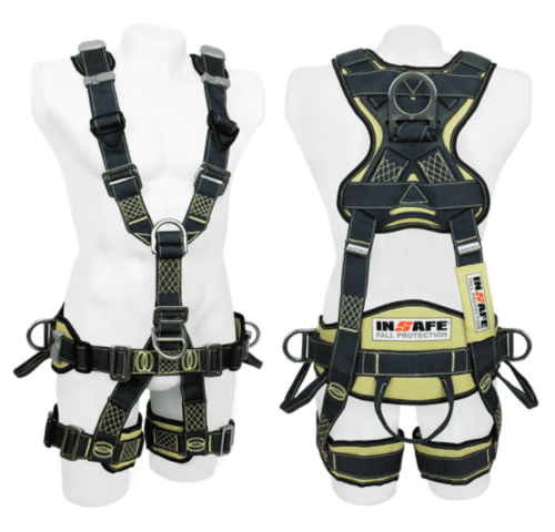 Arnés 5 argollas para rescate en kevlar y acero inoxidable con soporte lumbar in 8007-1kse* insafe