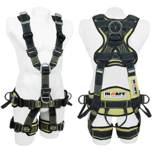 Arnés 5 argollas para rescate en kevlar y acero inoxidable con soporte lumbar in 8007-1kse* insafe