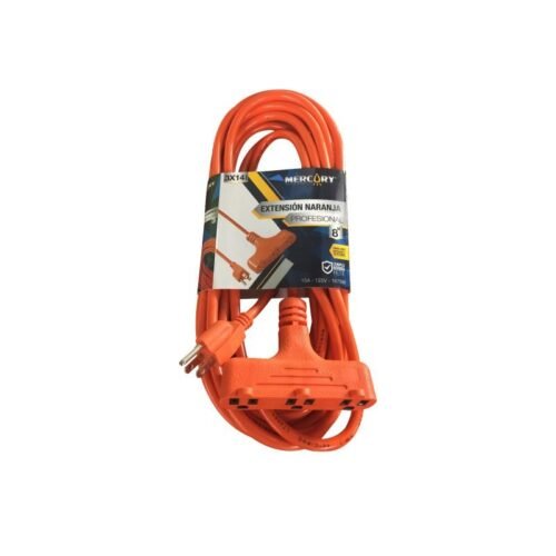 Extensión retie 8m 3x14awg naranja