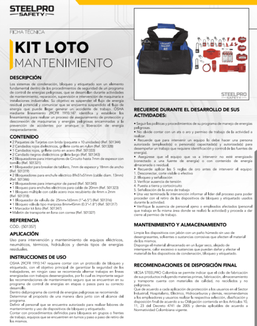Kit bloqueo etiquetado mantenimiento, steelpro - Image 2